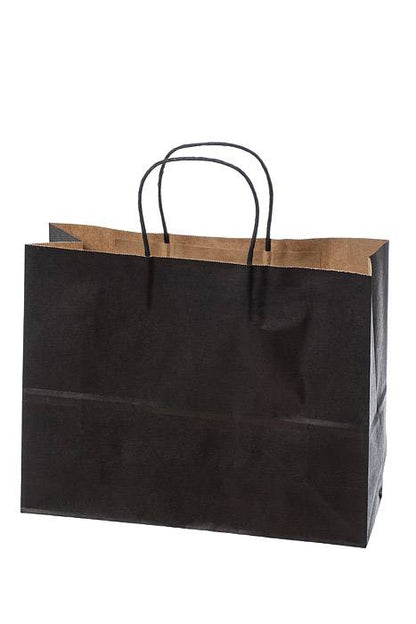 12.5" X 4.25" X 9.75" Kraft Shopping Bag Black Pkg/12