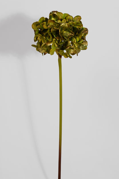 18" Metallic Glitter Hydrangea Stem Green/Gold