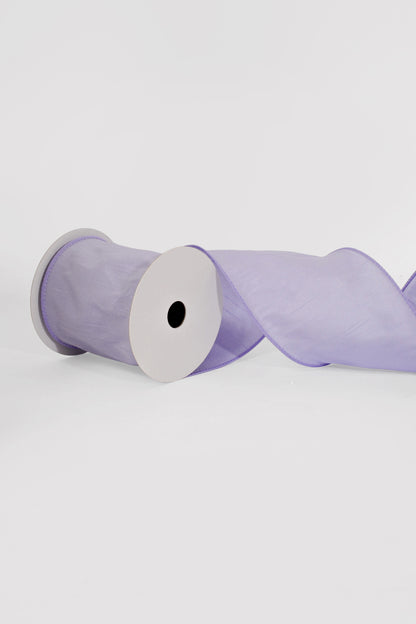 4" X 10Yds Wired Faux Dupioni Ribbon Lavender