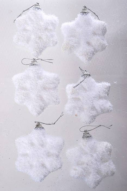 3" Foam Snowflake Ornament W/glitter White Pkg/6