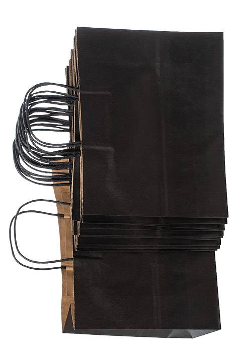 12.5" X 4.25" X 9.75" Kraft Shopping Bag Black Pkg/12