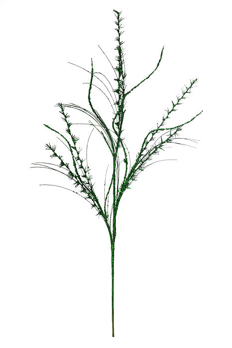 35" Glitter Mica Mini Leaf Grass Spray Green