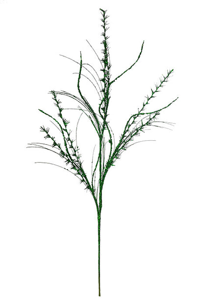 35" Glitter Mica Mini Leaf Grass Spray Green