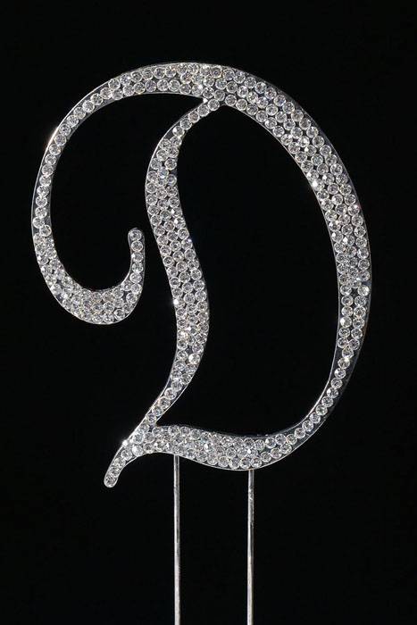 4.75" Rhinestone Letter "d" Cake Topper Silver
