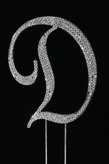 4.75" Rhinestone Letter "d" Cake Topper Silver