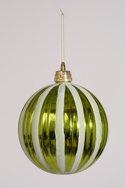 12" Xmas Ornament Ball Lime/White