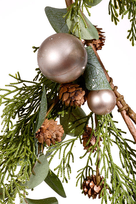 5Ft Eucalyptus Cedar Ball Garland Green/Platinum