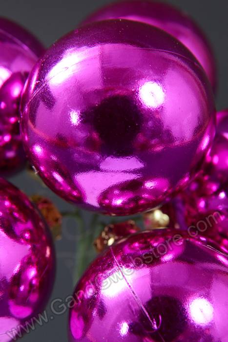 40mm Plastic Shiny Ball Stem Hot Pink Pkg/6