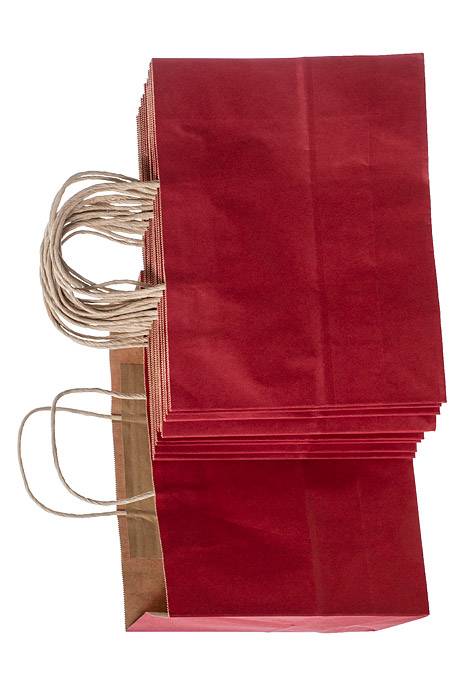 12.5" X 4.25" X 9.75" Kraft Shopping Bag Red Pkg/12