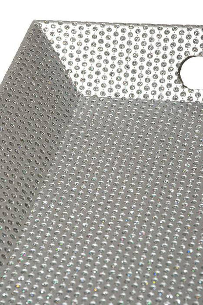 16" Beaded Rectangle Plastic Plate Silver