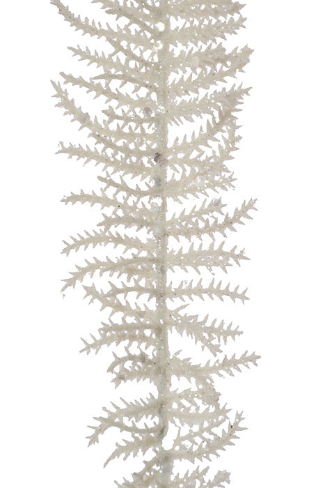 35" Glitter Fern Spray White