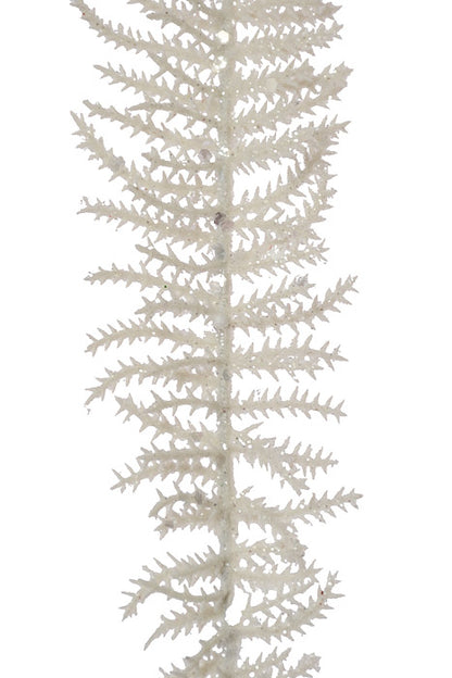 35" Glitter Fern Spray White