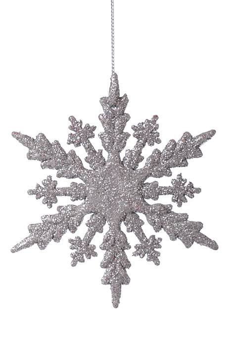 4" Glitter Snowflake Silver Pkg/12