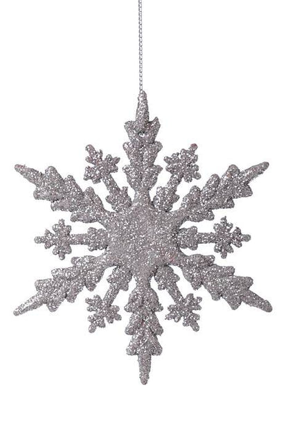 4" Glitter Snowflake Silver Pkg/12