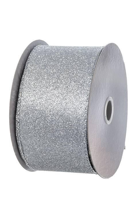 1.5" X 10y Wired All Flat Glitter Silver