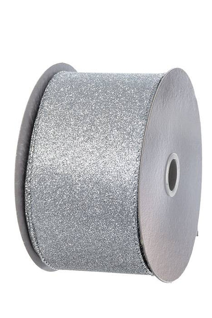 1.5" X 10y Wired All Flat Glitter Silver