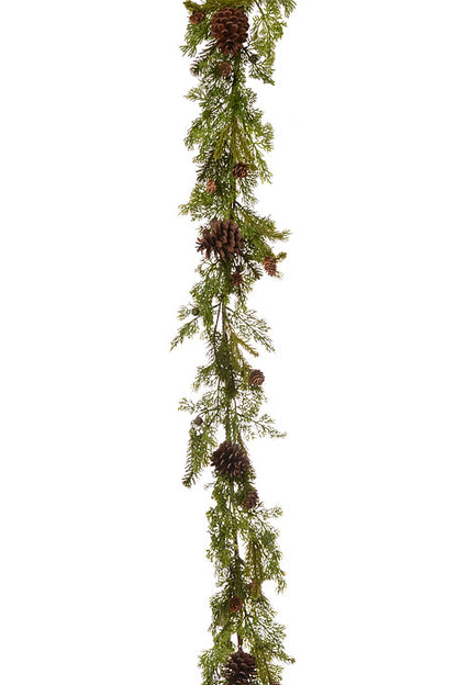 6Ft Mix Pine Garland With Cone Green