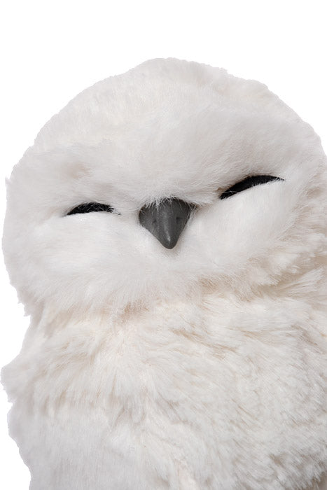6" Feather Winter Owl With Baby White