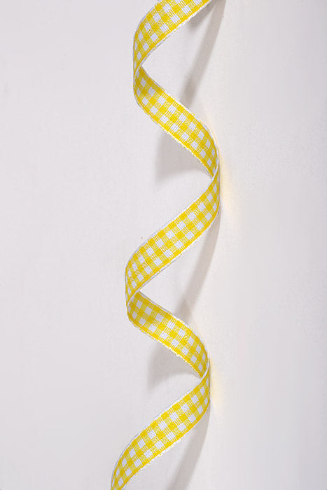 3/8"  X 10Yds Mini Gingham Ribbon Yellow