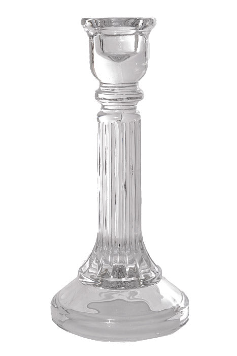 8" Glass Candle Holder Clear