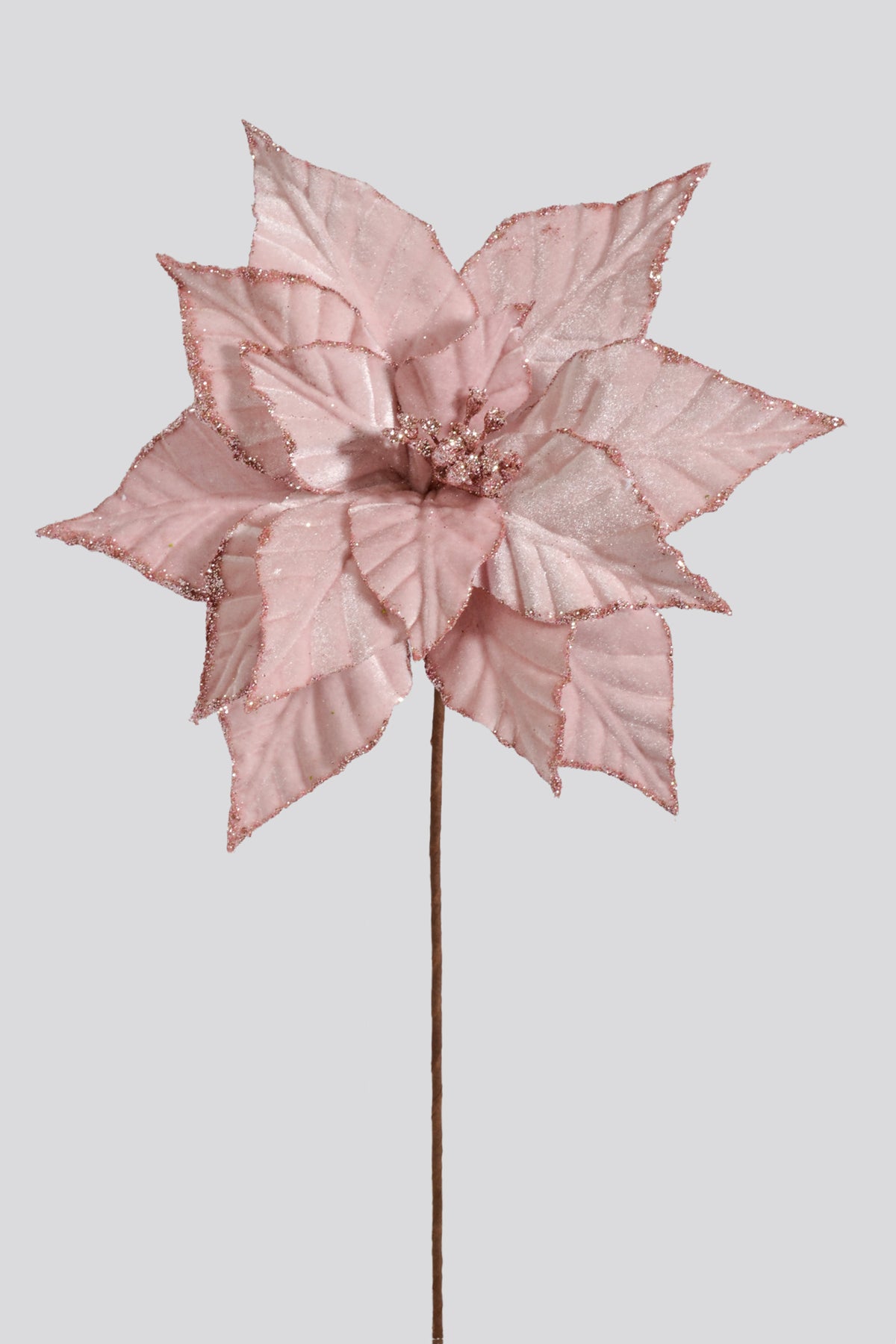 25" Velvet Poinsettia Stem Pink