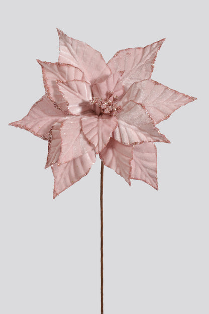 25" Velvet Poinsettia Stem Pink