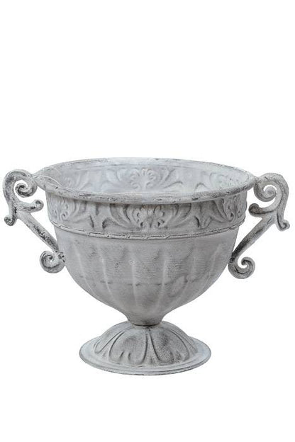 8" X 7" Metal Trophy Urn White