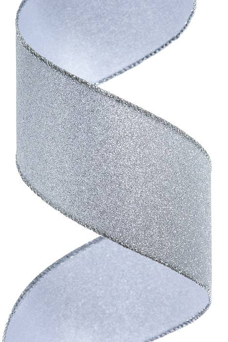 1.5" X 10y Wired All Flat Glitter Silver