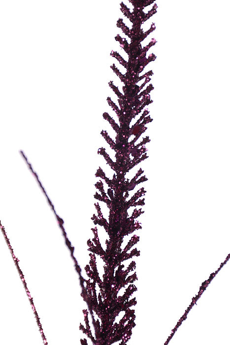 35" Glitter Mica Mini Leaf Grass Spray Plum