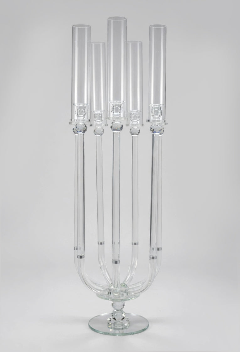 40" Crystal 7-Lite Candle Holder Clear