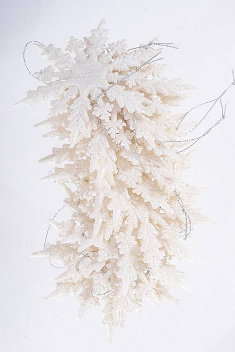 4" Glitter Snowflake White Pkg/12