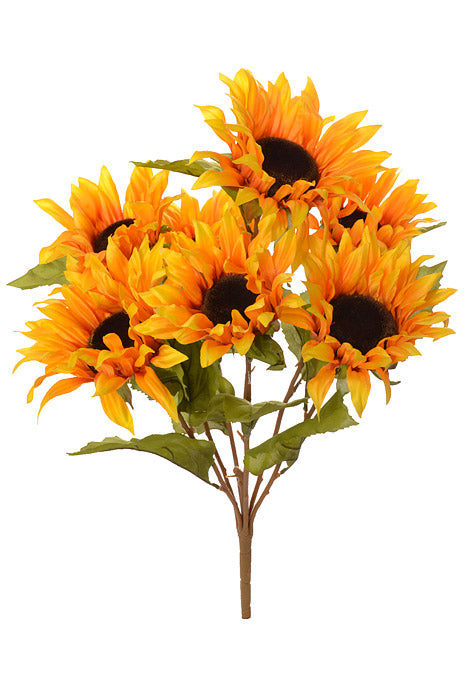 22" Silk Sunflower Bush Yellow