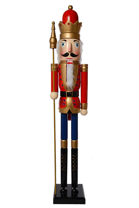 4Ft Wooden Nutcracker Red/Blue/Gold