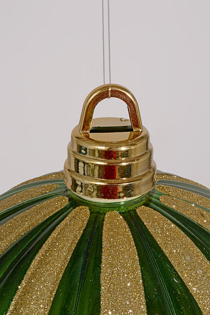 12" Xmas Ornament Ball Green/Gold