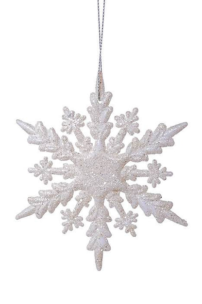 4" Glitter Snowflake White Pkg/12