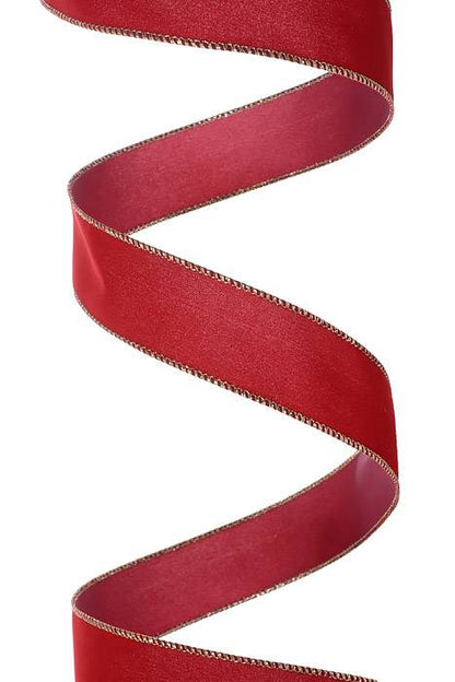 1.5" X 50yds Value Velvet Wired Ribbon Holiday Red/gold
