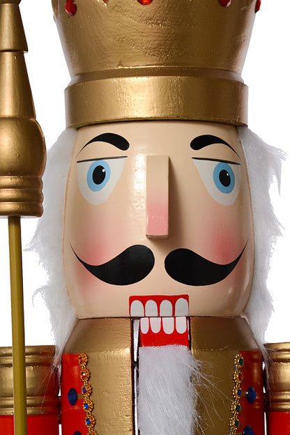 4Ft Wooden Nutcracker Red/Blue/Gold