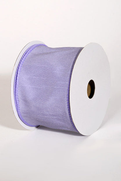2.5" X 10Yds Wired Faux Dupion Ribbon Lavender
