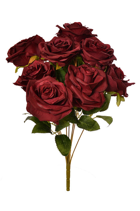 17" Silk Rose Bush Burgundy