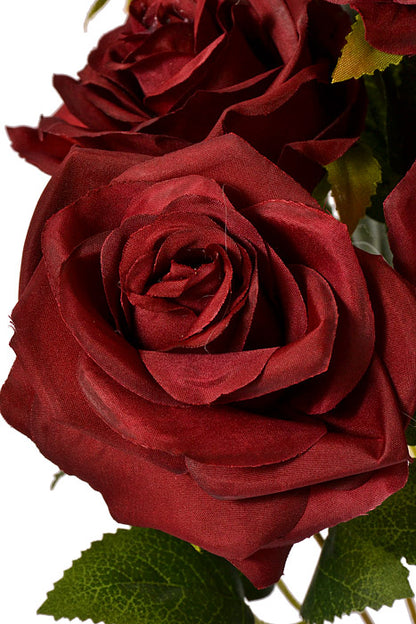 17" Silk Rose Bush Burgundy