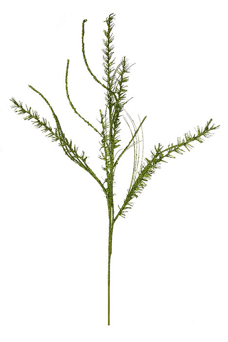 35" Glitter Mica Mini Leaf Grass Spray Apple Green