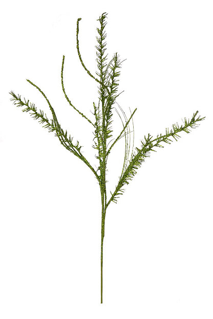 35" Glitter Mica Mini Leaf Grass Spray Apple Green