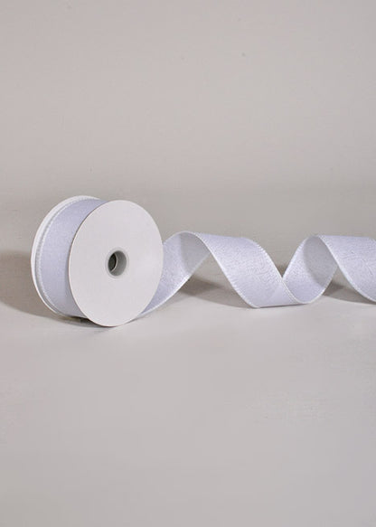 1.5" X 10Yds Wired Poly Linen Ribbon White