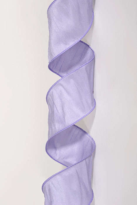 2.5" X 10Yds Wired Faux Dupion Ribbon Lavender