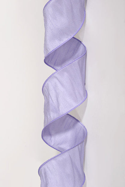 2.5" X 10Yds Wired Faux Dupion Ribbon Lavender