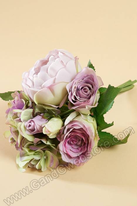 11&quot; Hydrangea/rose/peony Bouquet Lavender/green