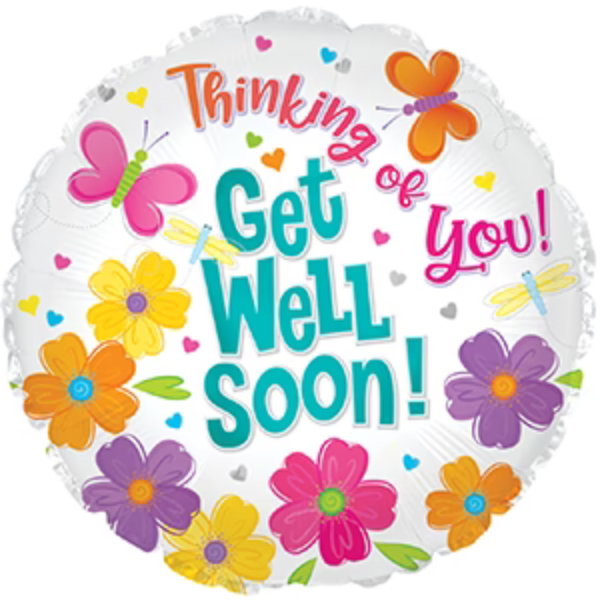 17" Round Balloon Think Of You Get Well Soon Multi Color