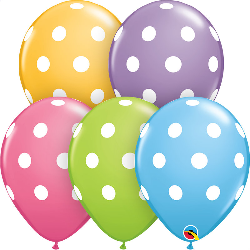 11" Round Special Big Polka Dots Balloon Multi-Color Pkg/50