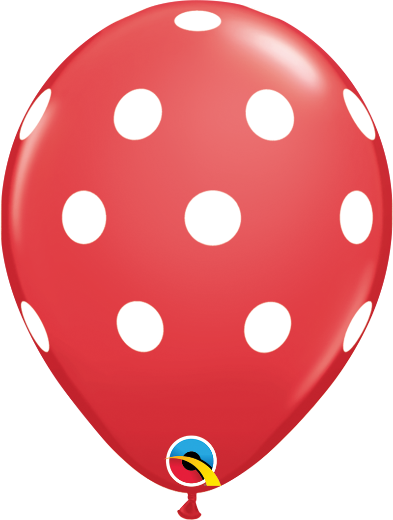 11" Round Big Polka Dots Balloon Red Pkg/50