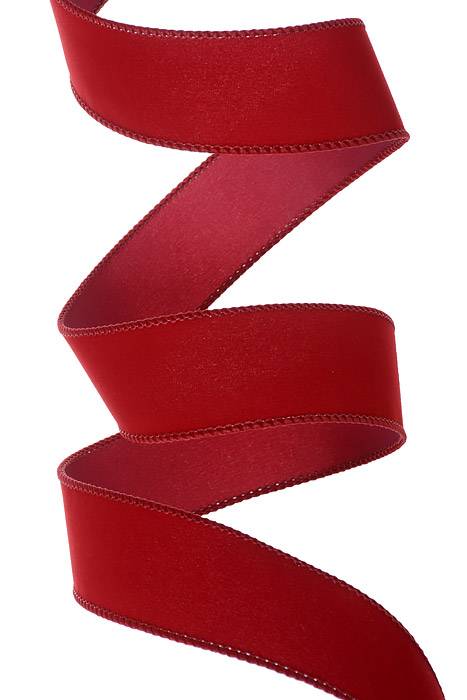 1.5" X 50yds Velvet Wired Ribbon Holiday Red